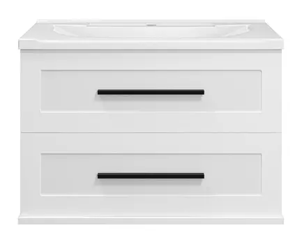 Тумба с раковиной Misty Модерн 80 подвесная, 2 ящика, белый матовый