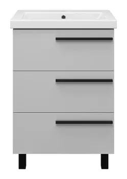 Тумба с раковиной Misty Ненси 60 напольная, серый