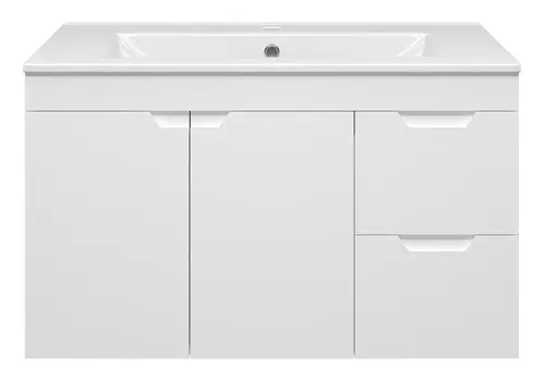 Тумба с раковиной Misty Оптима 90 подвесная, 2 ящика, 2 дверцы, белая