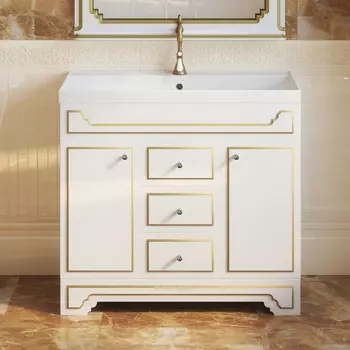 Тумба с раковиной Misty Praga 90 белая патина