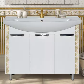 Тумба с раковиной Misty Престиж 105 золотая патина