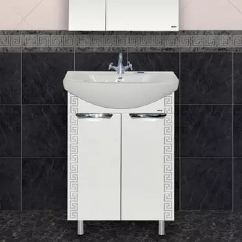 Тумба с раковиной Misty Престиж 60 серебряная патина