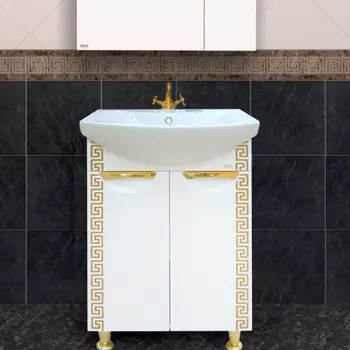 Тумба с раковиной Misty Престиж 60 золотая патина