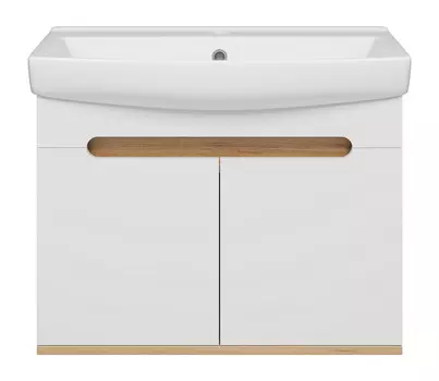 Тумба с раковиной Misty Сканди 70 подвесная, с дверками, белый/дуб крафт золотой/антрацит