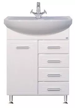 Тумба с раковиной Misty Стелла 65 с б/к, 4 ящика, белый