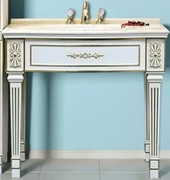 Тумба с раковиной Misty Tiffany 100 белый/сусальное золото