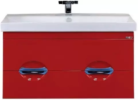 Тумба с раковиной Misty Жасмин 90 подвесная, 2 ящика, красная эмаль
