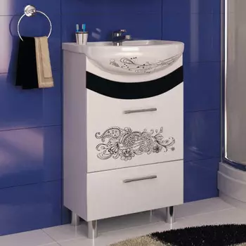 Тумба с раковиной Mixline Радуга 50 цветы