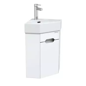 Тумба с раковиной Onika Айленд 35 подвесная, белая, угловая