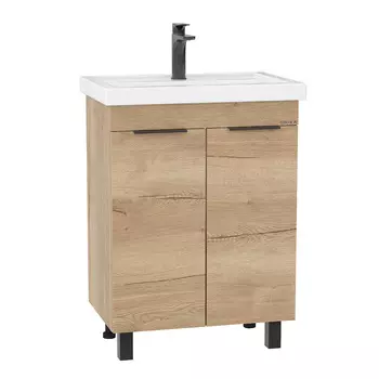 Тумба с раковиной Onika Легран 60 напольная, дуб галифакс