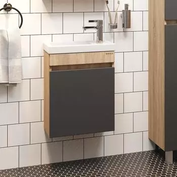 Тумба с раковиной Onika Милтон 45 подвесная, серый/дуб сонома