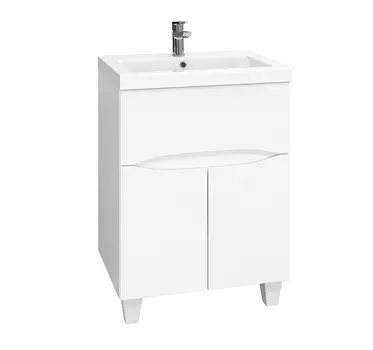 Тумба с раковиной Onika Стрим 60 напольная, белая (раковина Фостер 60)