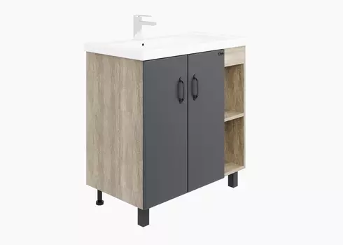 Тумба с раковиной Onika Тимбер 80.10 серый матовый/дуб сонома