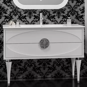 Тумба с раковиной Opadiris Ибица 120 напольная, белая, фурнитура хром