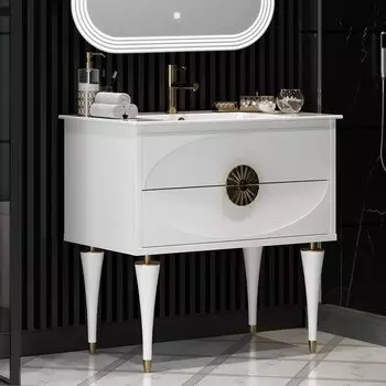 Тумба с раковиной Opadiris Ибица 90 напольная, фурнитура золото