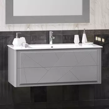 Тумба с раковиной Opadiris Луиджи 120 подвесная, серая матовая