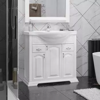 Тумба с раковиной Opadiris Риспекто 85 белый матовый (раковина Сенеж)