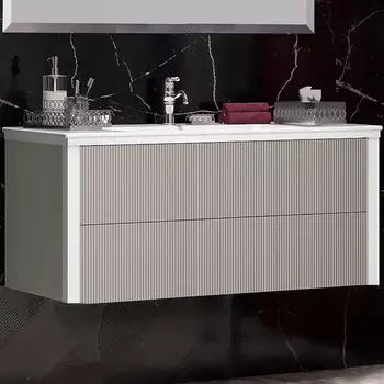 Тумба с раковиной Opadiris Рубинно 120 подвесная, серая глянцевая