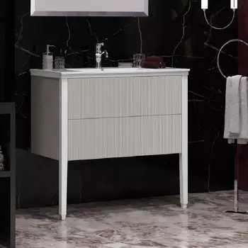 Тумба с раковиной Opadiris Рубинно 90 напольная серая матовая/белая