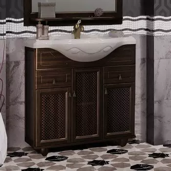 Тумба с раковиной Opadiris Тибет 85 с декоративной решеткой, орех антик