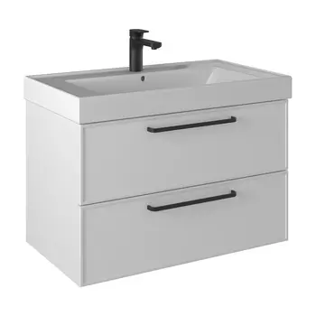 Тумба с раковиной Prato Кватро 80 подвесная, белая матовая