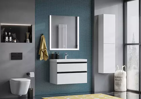 Тумба с раковиной Roca Domi 80 подвесная, 2 ящика, белый глянец