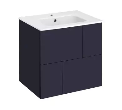 Тумба с раковиной Roca Luna 60 подвесная, 2 ящика, синий матовый