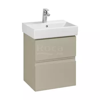 Тумба с раковиной Roca Oleta 50 подвесная, 2 ящика, капучино матовый (раковина Jika Pure)