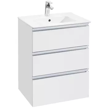 Тумба с раковиной Roca The Gap 60 подвесная, 3 ящика, белый глянец