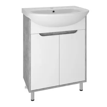 Тумба с раковиной Runo Эко 60 напольная, серый бетон/белый