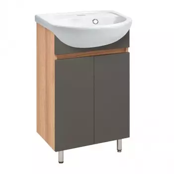 Тумба с раковиной Runo Лада 40 напольная, дуб/ графит