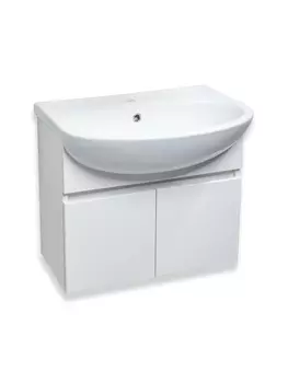 Тумба с раковиной Runo Лада 50 подвесная, белая (раковина Уют 50)