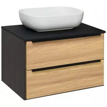Тумба с раковиной Runo Мальта 70 дуб/черный