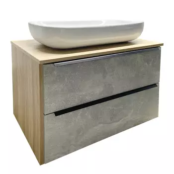 Тумба с раковиной Runo Мальта 70 дуб/серый, подвесная (Infinity 60)