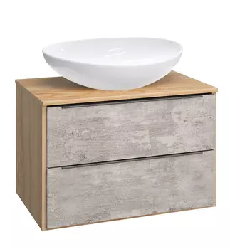 Тумба с раковиной Runo Мальта 70 дуб/серый, подвесная (Moduo 55 Leaf)