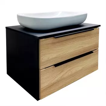 Тумба с раковиной Runo Мальта 85 дуб/черный, подвесная (Infinity 60)