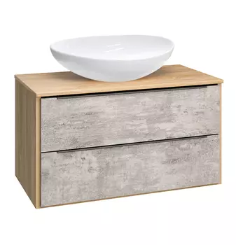 Тумба с раковиной Runo Мальта 85 дуб/серый, подвесная (Moduo 55 Leaf)
