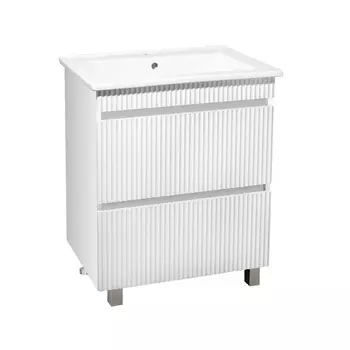 Тумба с раковиной Runo Модена 65 напольная, белая (раковина Оскар 65)