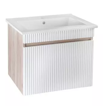 Тумба с раковиной Runo Модена 65 подвесная, крафтовый дуб/белый