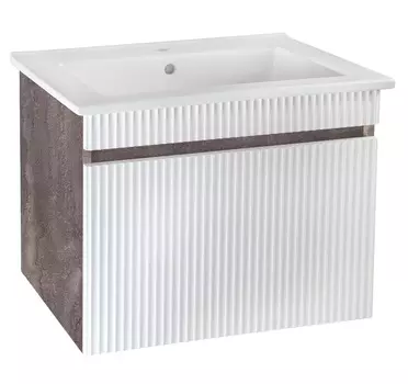 Тумба с раковиной Runo Модена 75 подвесная, железный камень/белый