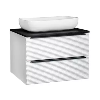 Тумба с раковиной Runo Орлеан 70 подвесная, белая, черная