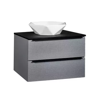 Тумба с раковиной Runo Орлеан 70 подвесная, серая, черная