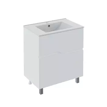 Тумба с раковиной Runo Палермо 60 напольная, 2 ящика, белый