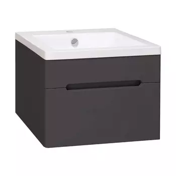 Тумба с раковиной Runo Парма 60 подвесная, графит