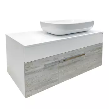 Тумба с раковиной Runo Вудлайн 100 подвесная, скандинавский дуб (Infinity 60)