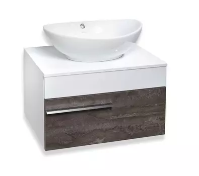 Тумба с раковиной Runo Вудлайн 65 подвесная, железный камень/белый