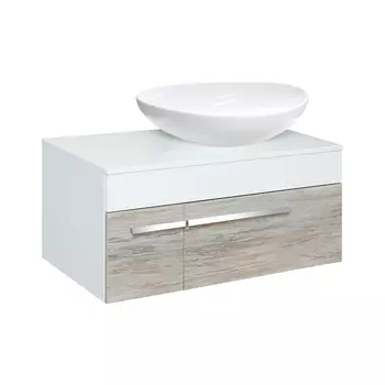 Тумба с раковиной Runo Вудлайн 85 подвесная, скандинавский дуб (Moduo 55 Leaf)