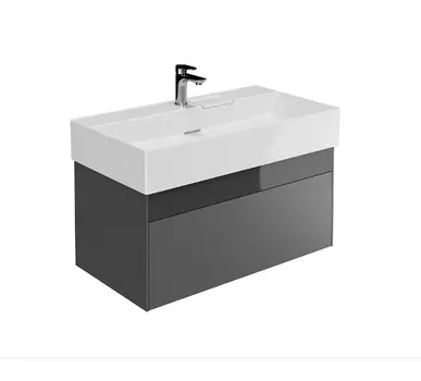 Тумба с раковиной с 1 отверстием Kerama Marazzi Logica 90 подвесная с 2 ящиками стальной серый