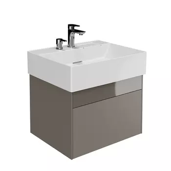 Тумба с раковиной с 2 отверстиями Kerama Marazzi Logica 60 подвесная с 2 ящиками песчаный