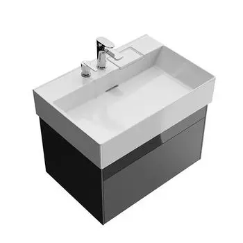 Тумба с раковиной с 2 отверстиями Kerama Marazzi Logica 70 подвесная с 2 ящиками стальной серый